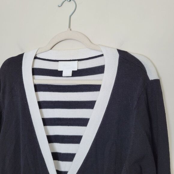 Debra DeRoo Cardigan Black White Striped Super Soft Preppy Academia Size Small - Picture 2 of 11